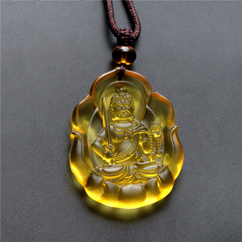Liuli Crystal Chinese Zodiac Natal Buddha Protection Necklace Pendant