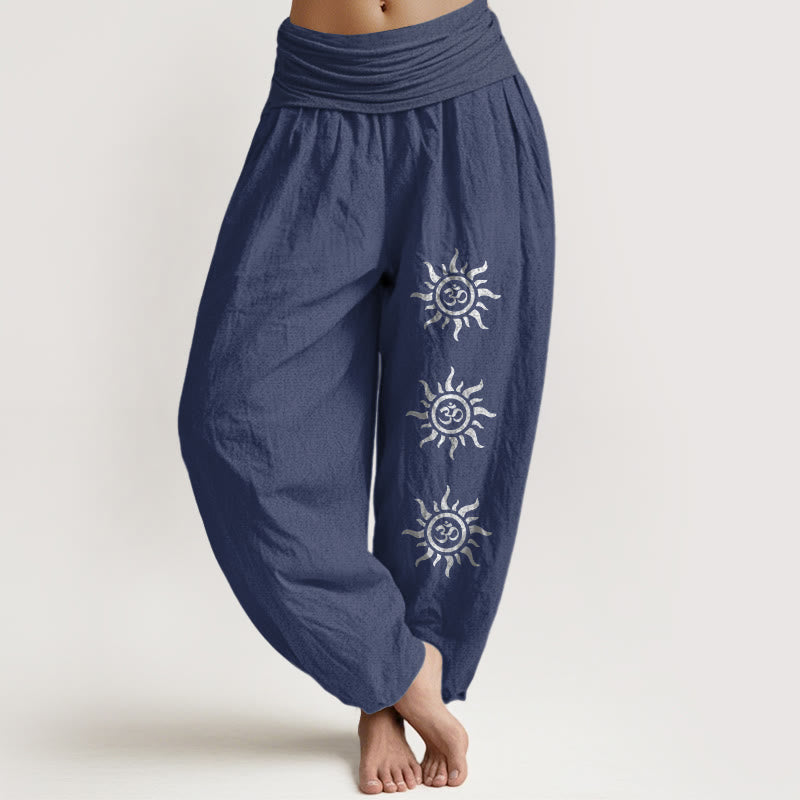 Pure Cotton Breathable Om Sun Meditation Harem Pants