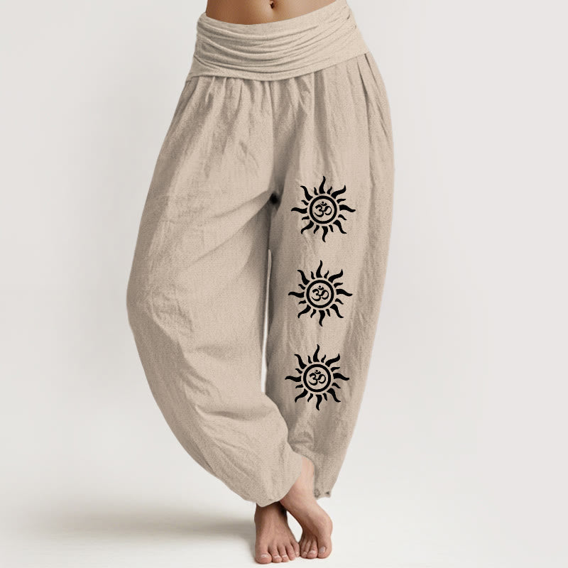 Pure Cotton Breathable Om Sun Meditation Harem Pants