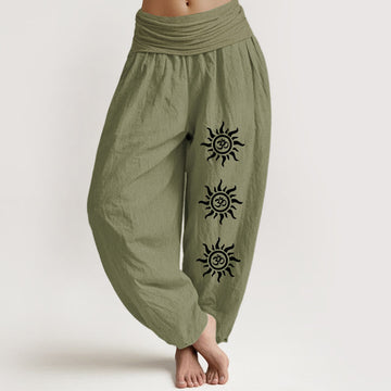 Pure Cotton Breathable Om Sun Meditation Harem Pants