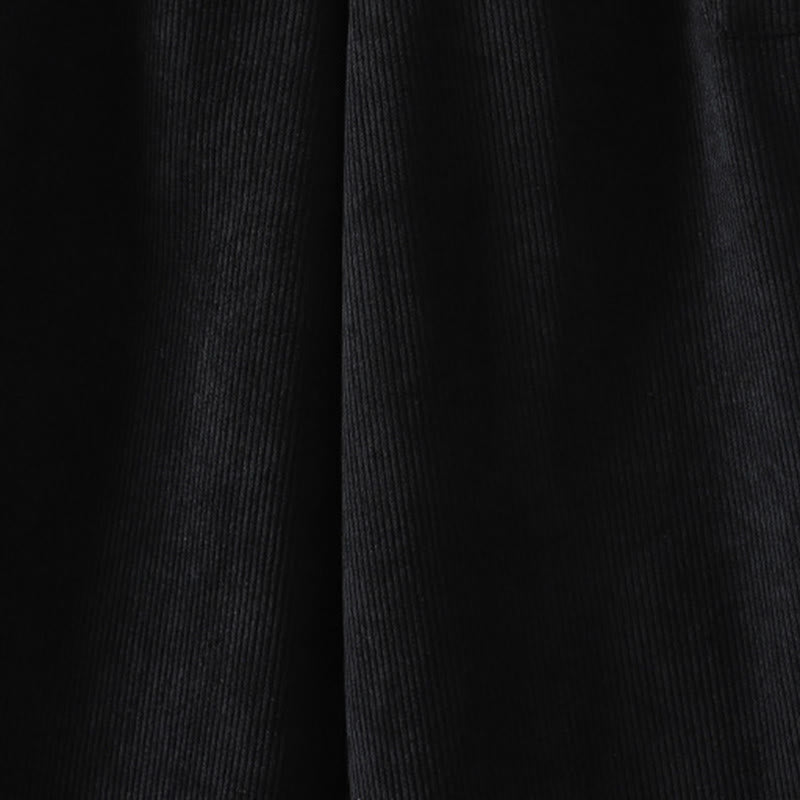 Fleece-Lined High Waist Women's Wide Leg Corduroy Cotton Pants With Pockets
