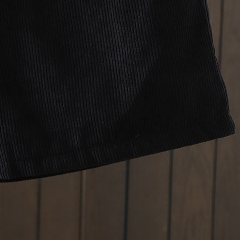 Fleece-Lined High Waist Women's Wide Leg Corduroy Cotton Pants With Pockets