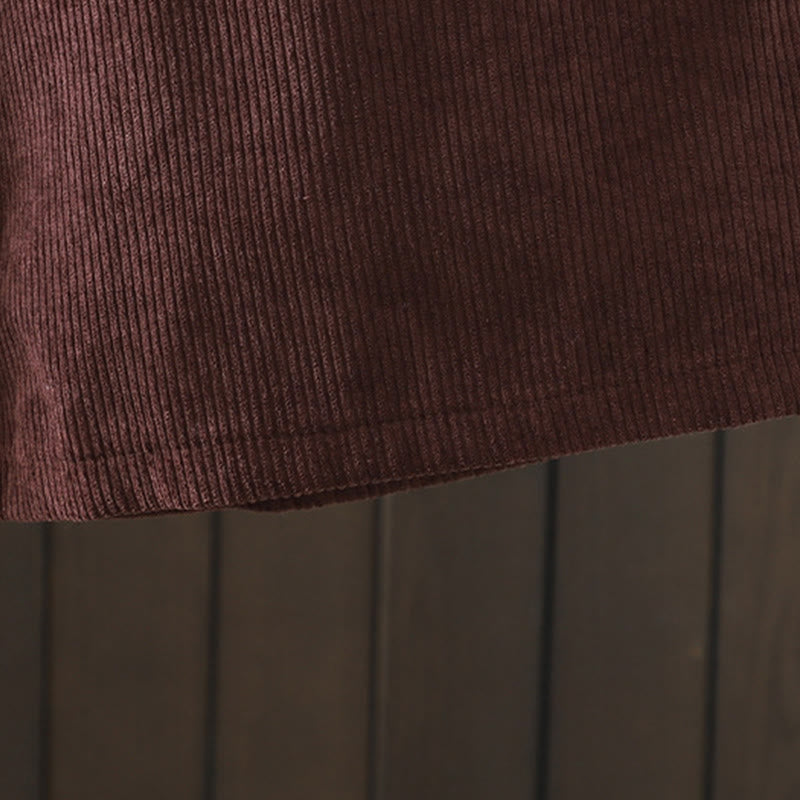Fleece-Lined High Waist Women's Wide Leg Corduroy Cotton Pants With Pockets