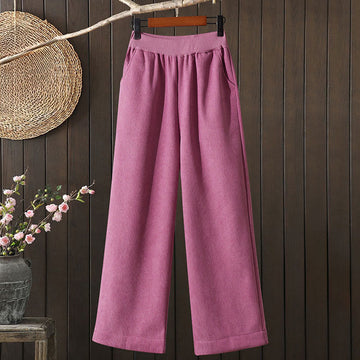 Thermal Fleece-Lined Corduroy Wide-Leg Pants for Mindful Daily Wear