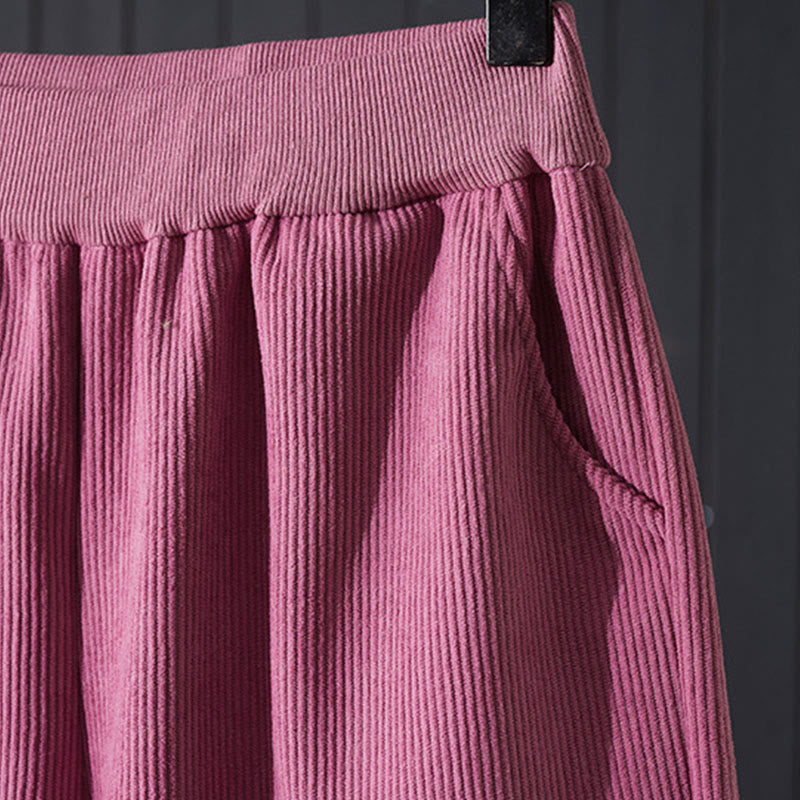 Thermal Fleece-Lined Corduroy Wide-Leg Pants for Mindful Daily Wear