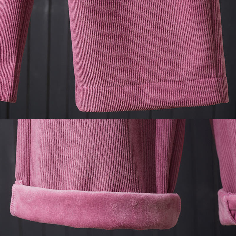 Thermal Fleece-Lined Corduroy Wide-Leg Pants for Mindful Daily Wear