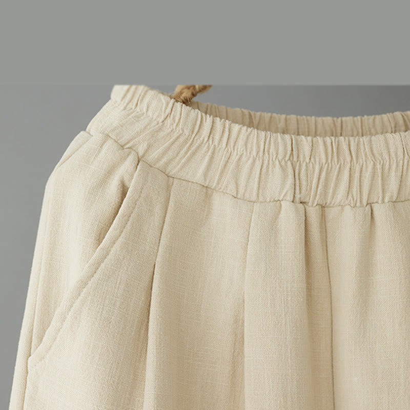 Winter Women's Cotton Thermal Fleece-Lined Ankle-Length Pants With Pockets