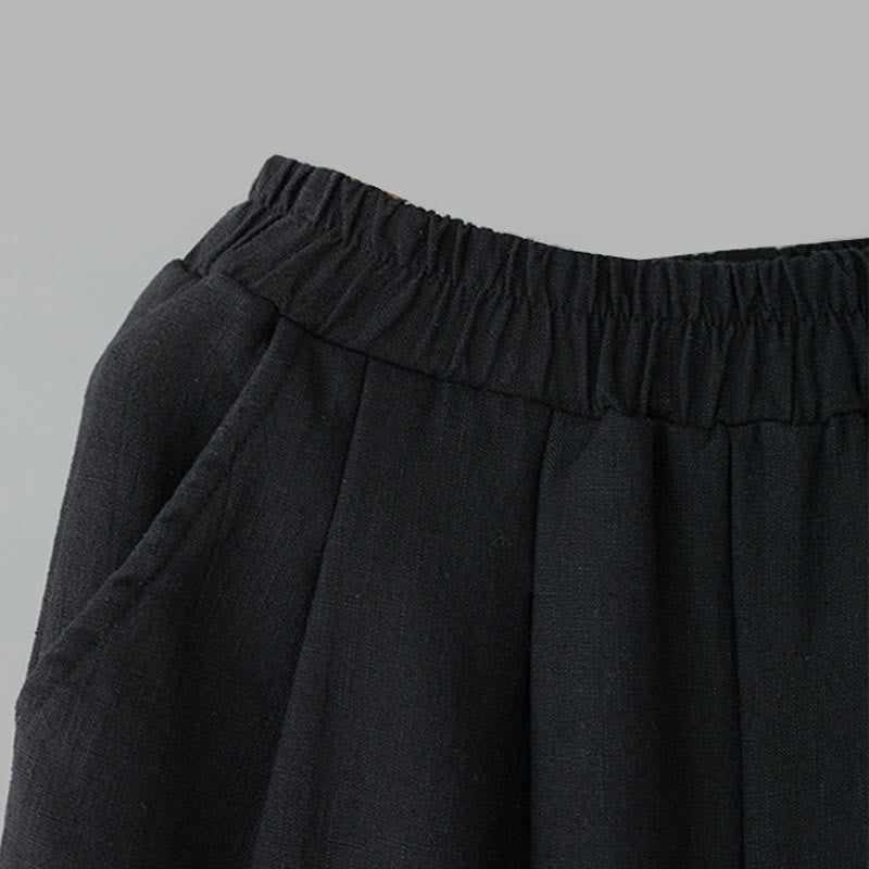 Winter Women's Cotton Thermal Fleece-Lined Ankle-Length Pants With Pockets