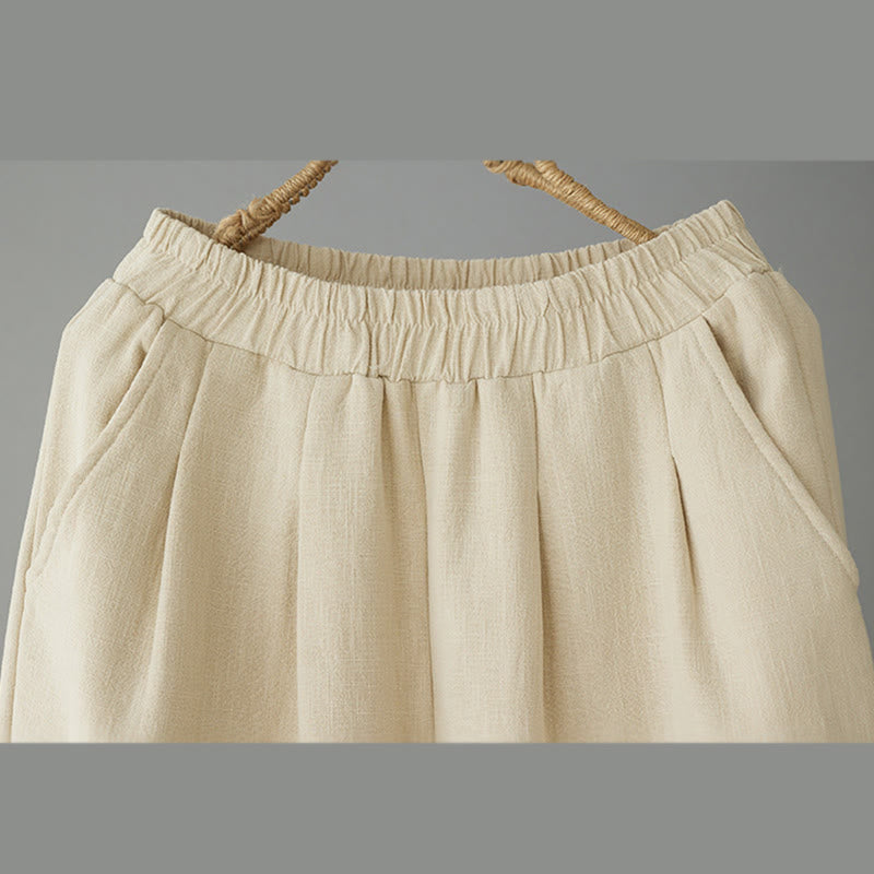 Winter Women's Cotton Thermal Fleece-Lined Ankle-Length Pants With Pockets