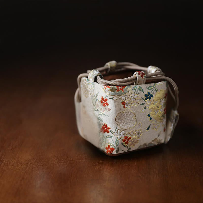Floral Pattern Small Jewelry Storage Cube Gift Bag