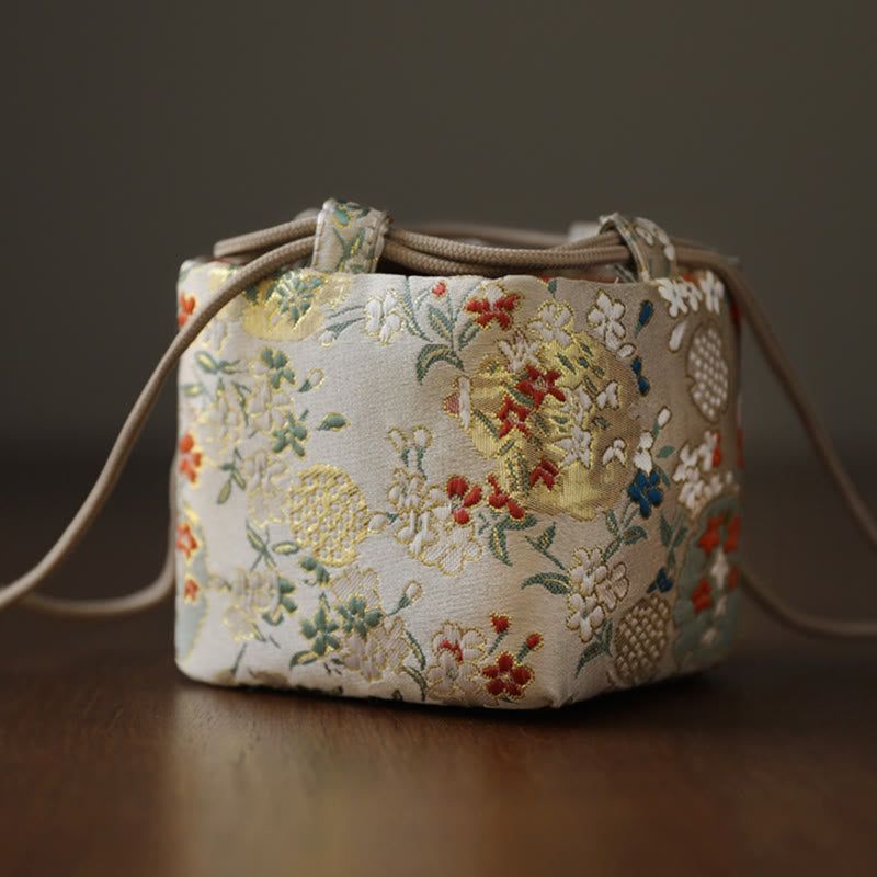 Floral Pattern Small Jewelry Storage Cube Gift Bag