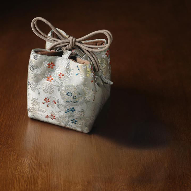 Floral Pattern Small Jewelry Storage Cube Gift Bag