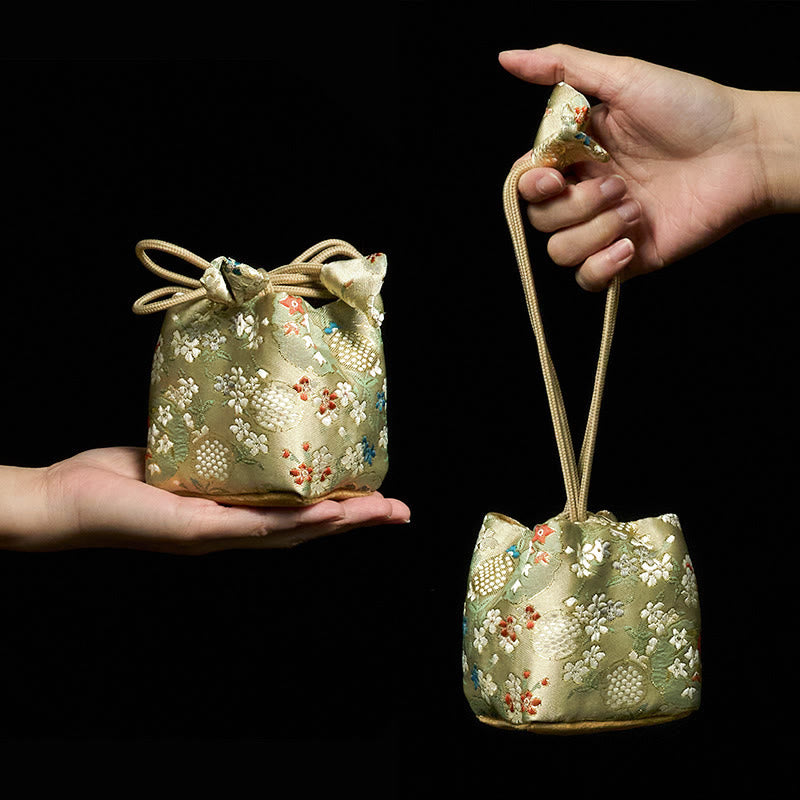Floral Pattern Small Jewelry Storage Cube Gift Bag