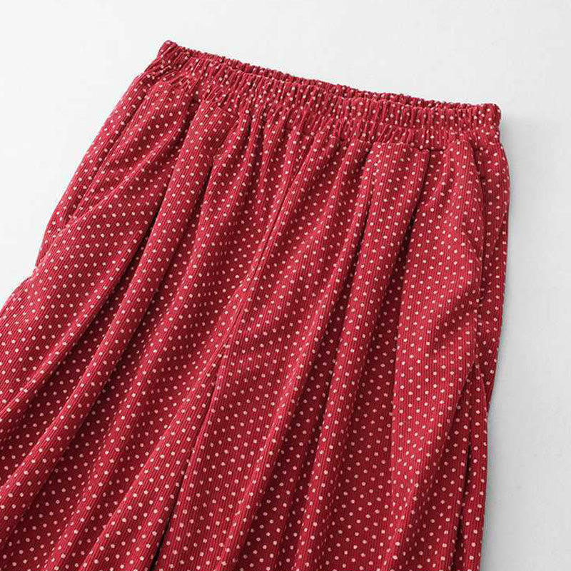 Fall Dots Pattern High Waist Design Women's Wide Leg Pants With Pockets