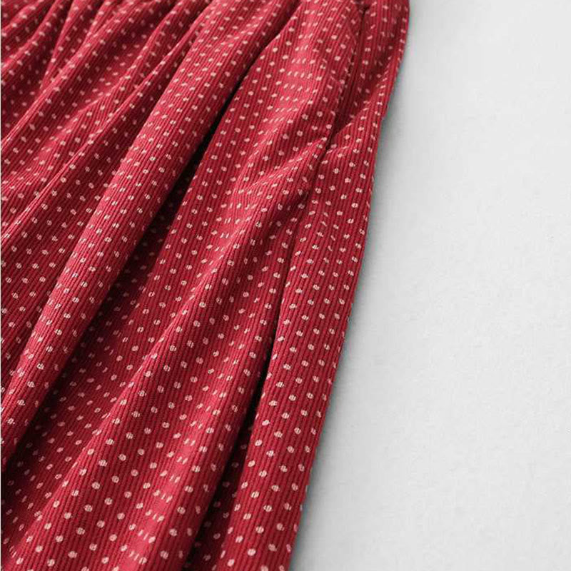 Fall Dots Pattern High Waist Design Women's Wide Leg Pants With Pockets