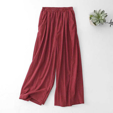 Fall Dots Pattern High Waist Design Women's Wide Leg Pants With Pockets