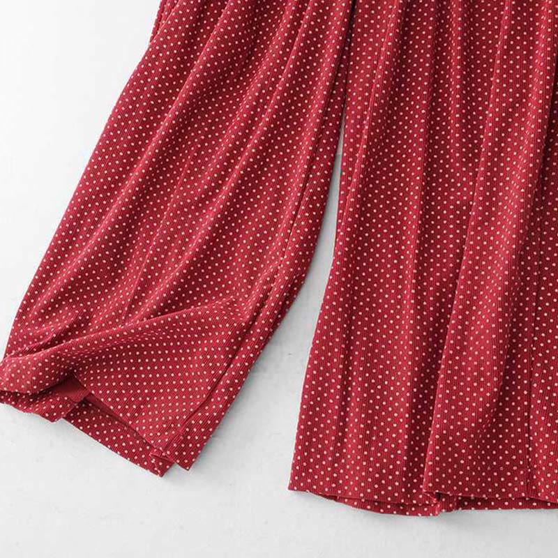 Fall Dots Pattern High Waist Design Women's Wide Leg Pants With Pockets