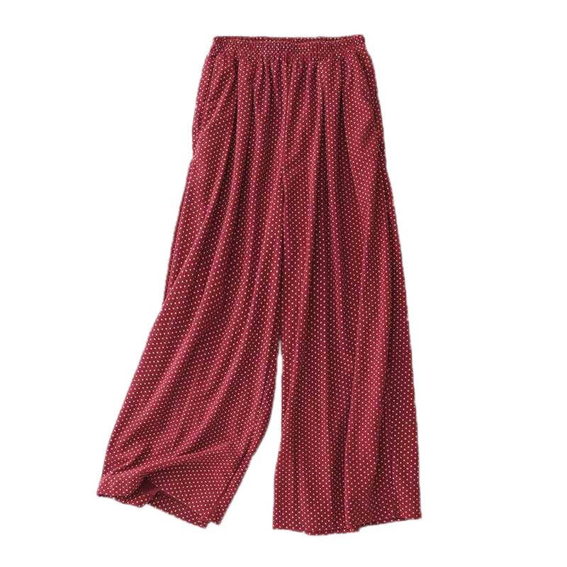Fall Dots Pattern High Waist Design Women's Wide Leg Pants With Pockets