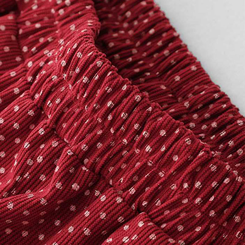 Fall Dots Pattern High Waist Design Women's Wide Leg Pants With Pockets