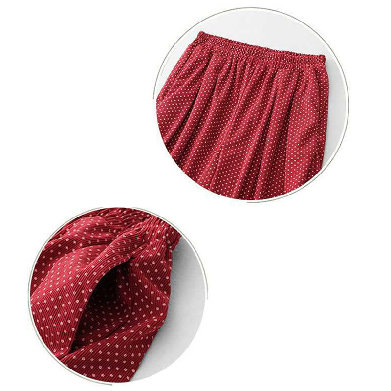 Fall Dots Pattern High Waist Design Women's Wide Leg Pants With Pockets