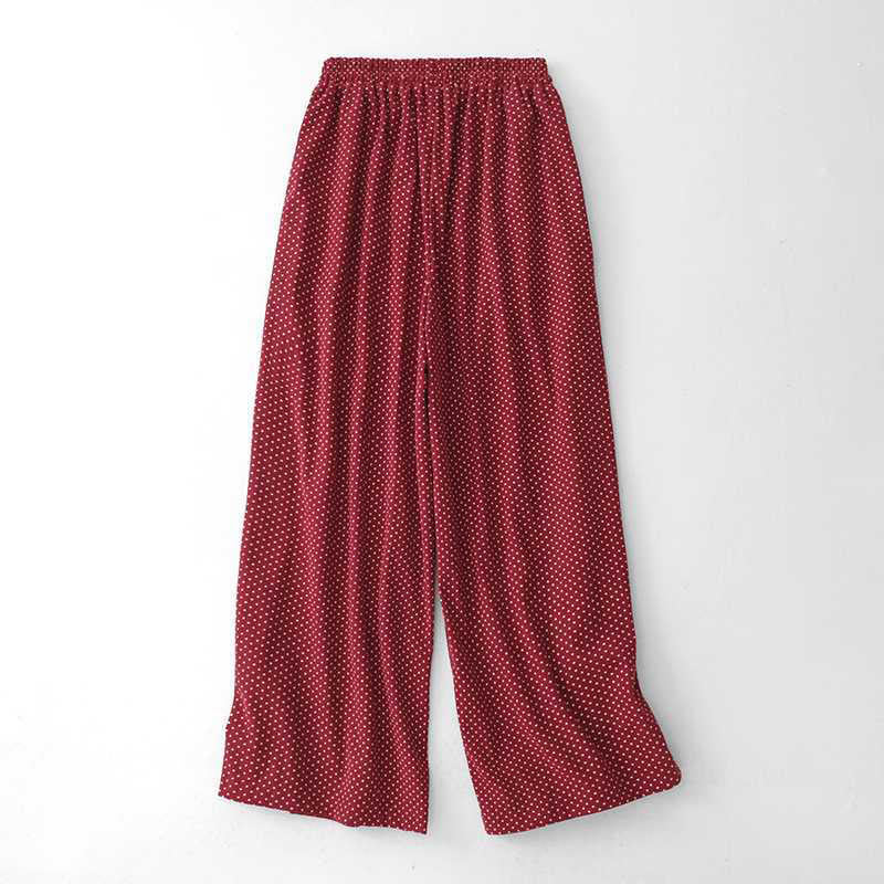 Fall Dots Pattern High Waist Design Women's Wide Leg Pants With Pockets