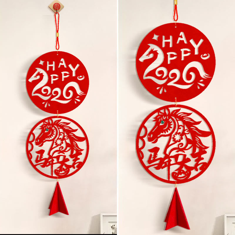 Year of the Horse HAPPY 2026 Luck Chinese New Year Spring Festival Hanging Decoration