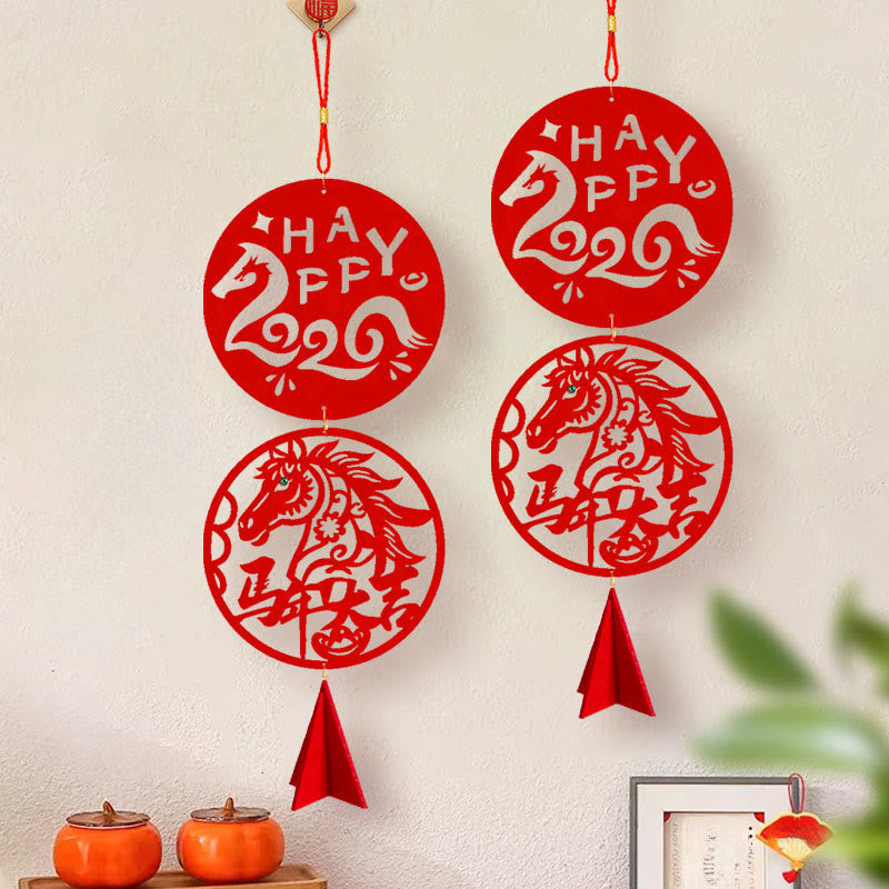 Year of the Horse HAPPY 2026 Luck Chinese New Year Spring Festival Hanging Decoration