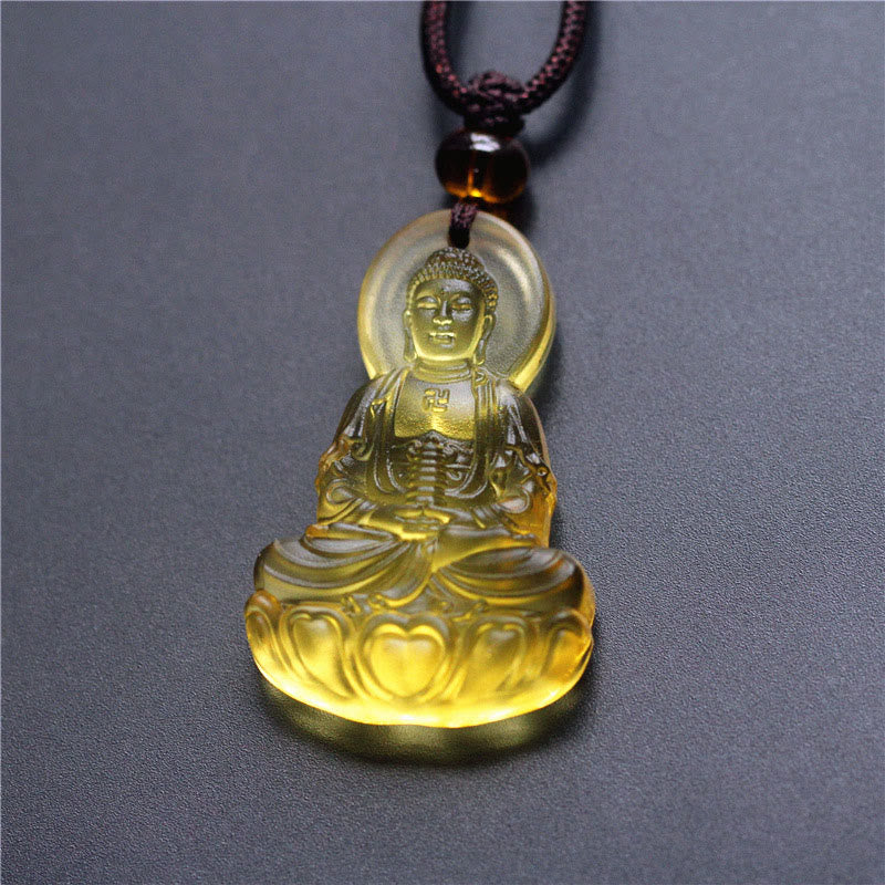 Liuli Crystal Medicine Buddha Serenity Necklace Pendant