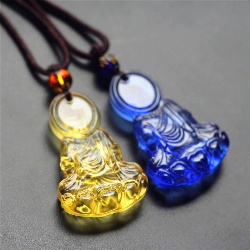 Liuli Crystal Medicine Buddha Serenity Necklace Pendant