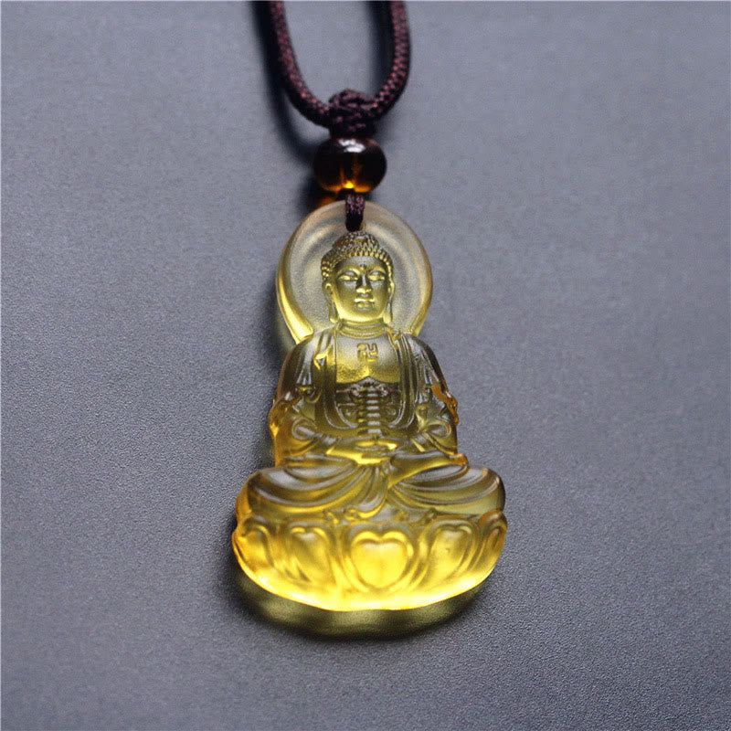 Liuli Crystal Medicine Buddha Serenity Necklace Pendant