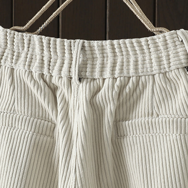Women's Winter Plain Corduroy Cotton High Waist Fleece-Lined Harem Pants With Pockets