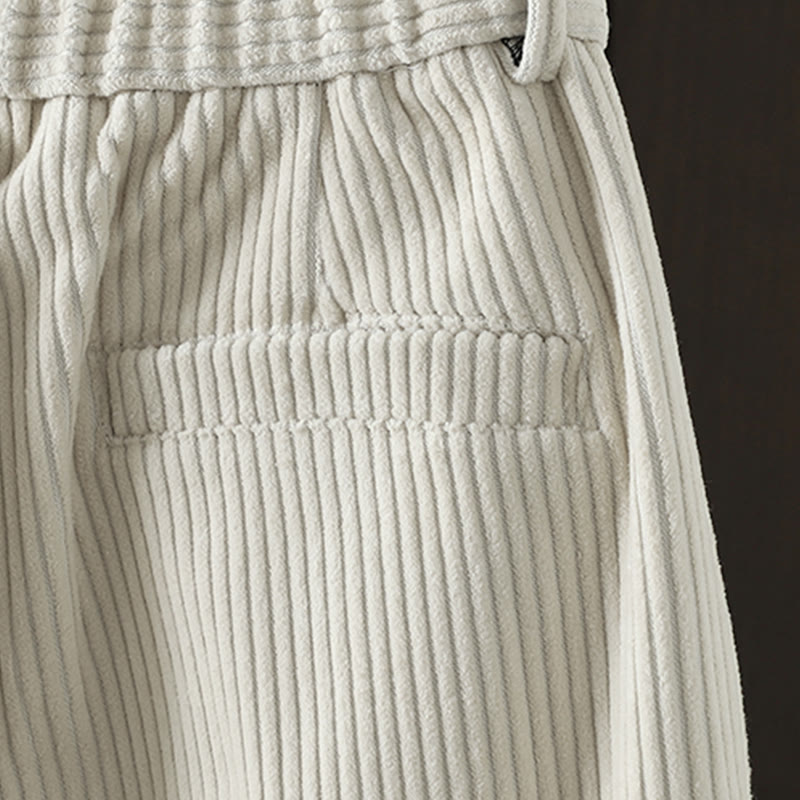 Women's Winter Plain Corduroy Cotton High Waist Fleece-Lined Harem Pants With Pockets