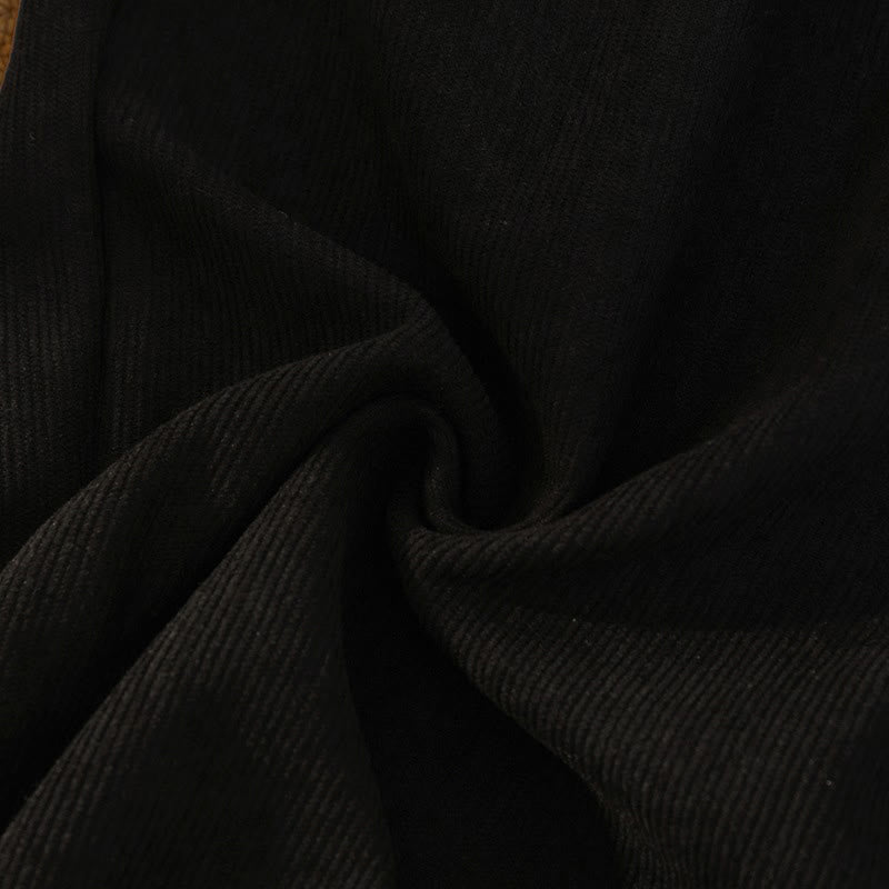 Women's Patchwork Cotton Corduroy Fleece-Lined Wide Leg Pants With Pockets