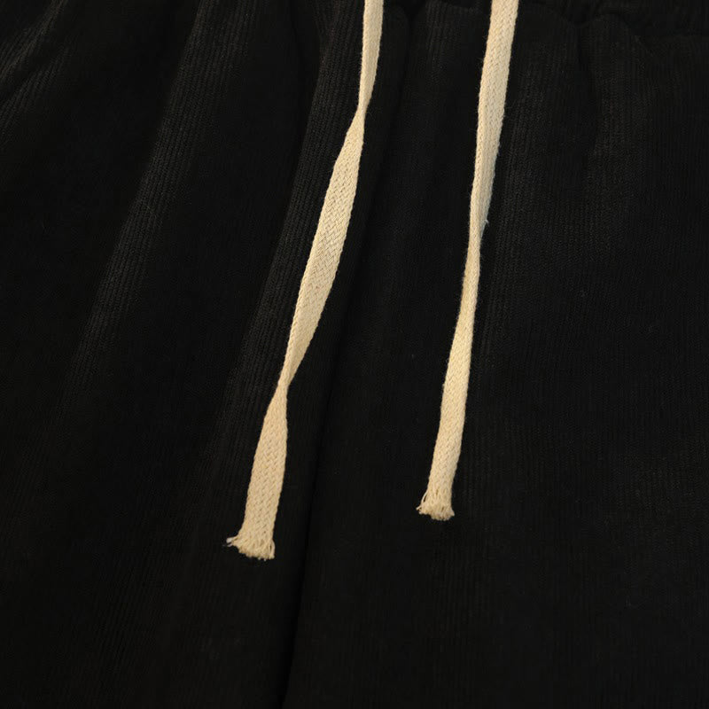 Women's Patchwork Cotton Corduroy Fleece-Lined Wide Leg Pants With Pockets