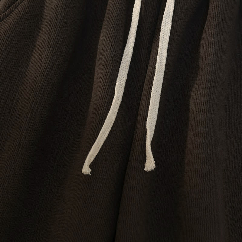 Women's Patchwork Cotton Corduroy Fleece-Lined Wide Leg Pants With Pockets