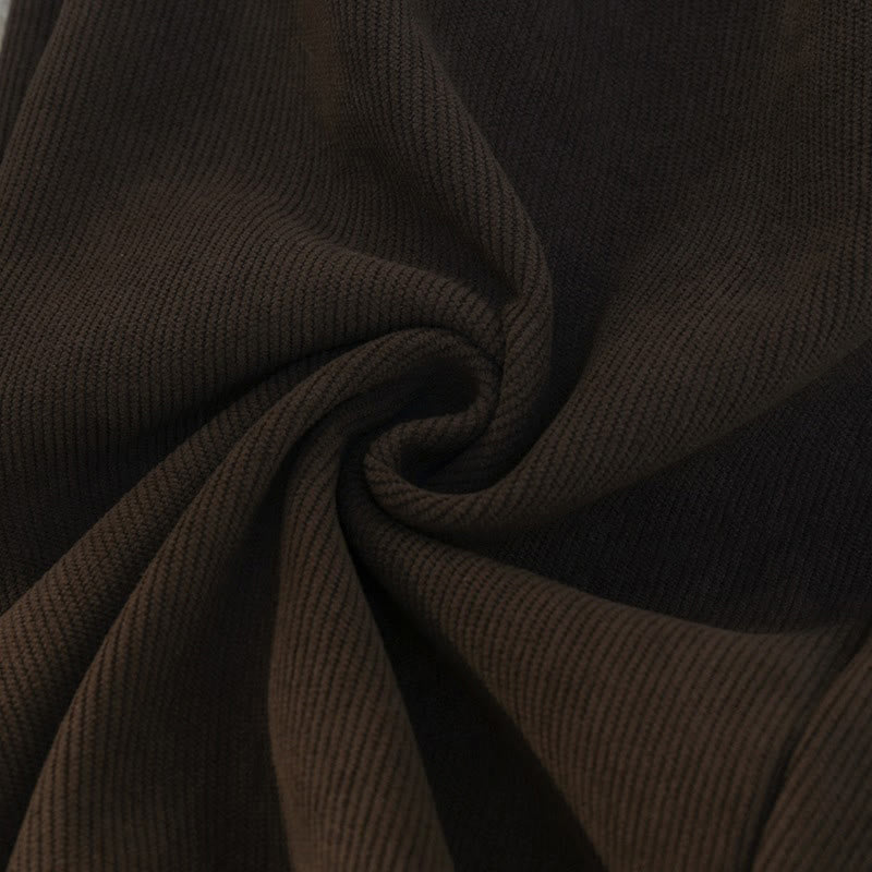 Women's Patchwork Cotton Corduroy Fleece-Lined Wide Leg Pants With Pockets