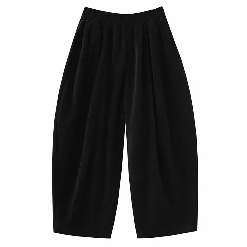 Women's Fall Patchwork Plain Corduroy Harem Pants With Pockets