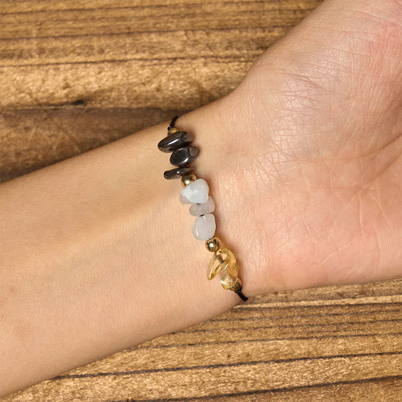 Pyrite Green Aventurine & Citrine Adjustable Mixed Gemstone Rope Bracelet