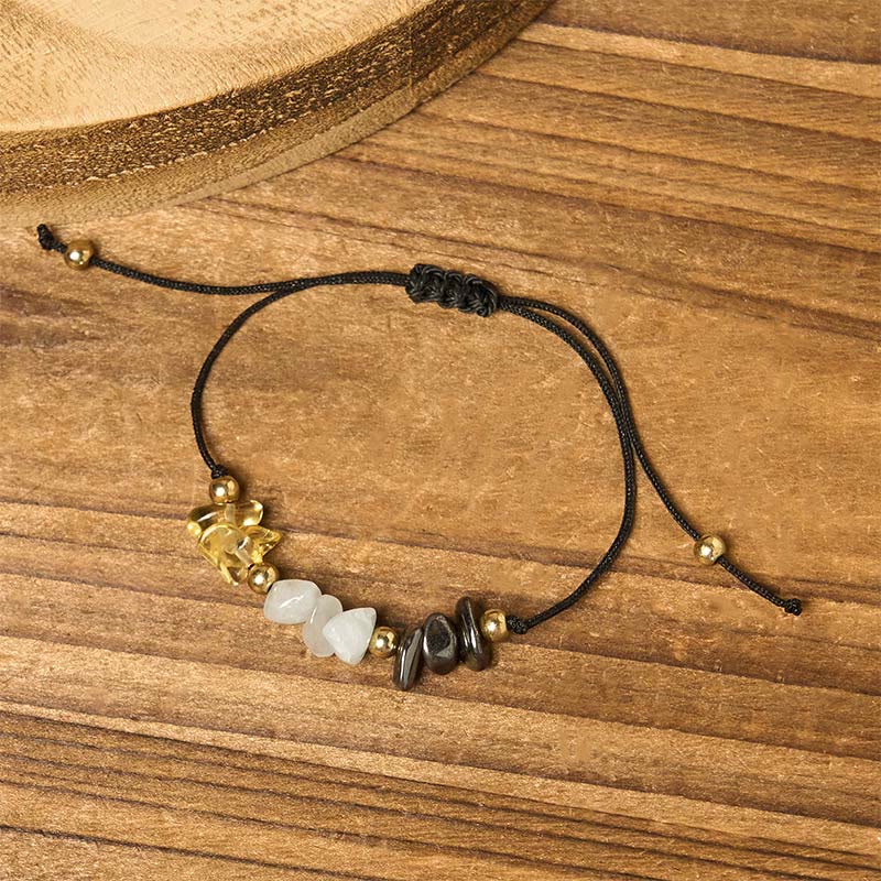 Pyrite Green Aventurine & Citrine Adjustable Mixed Gemstone Rope Bracelet
