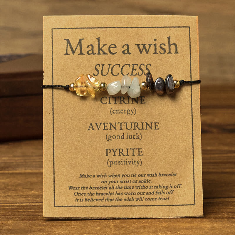 Pyrite Green Aventurine & Citrine Adjustable Mixed Gemstone Rope Bracelet