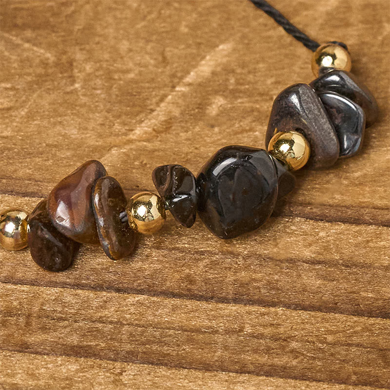 Tiger Eye Black Tourmaline Pyrite Protection Card Rope Bracelet