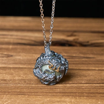 Copper Dragon Surrounding Bead Strength Pendant Necklace