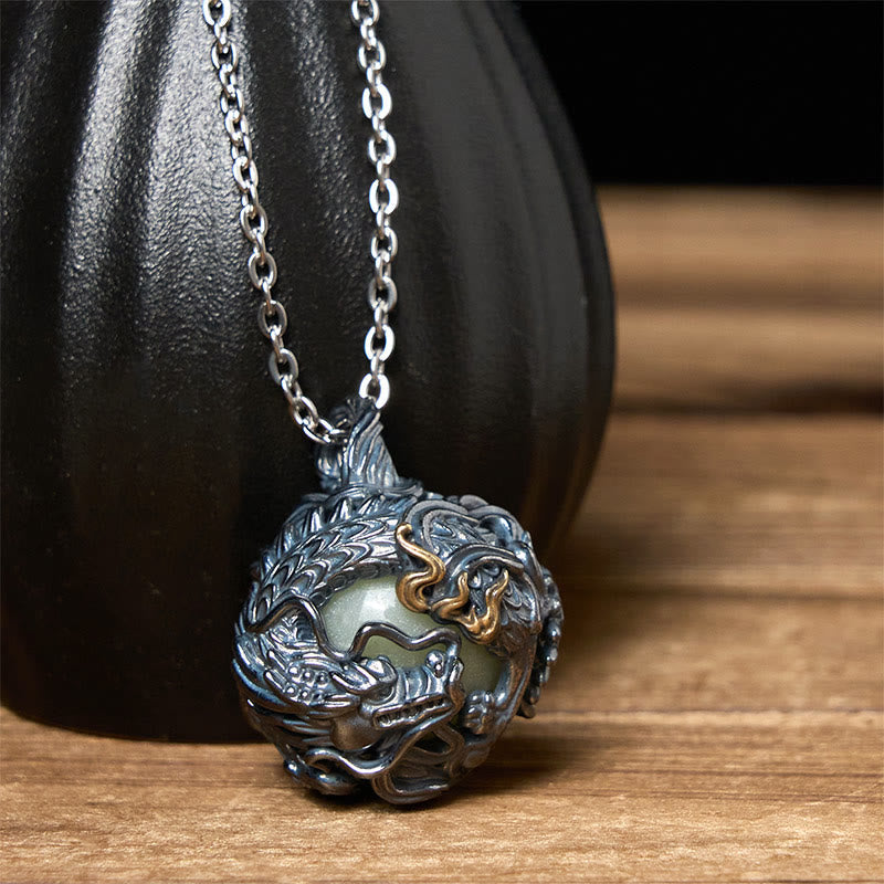 Copper Dragon Surrounding Bead Strength Pendant Necklace
