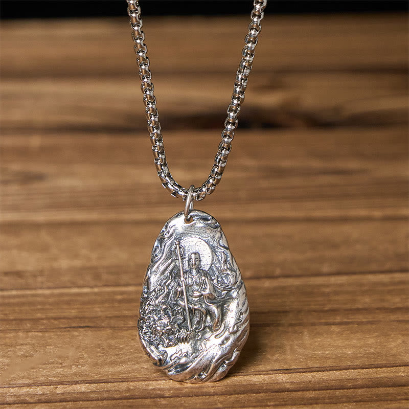 Copper Kṣitigarbha Dizang Bodhisattva Compassion Pendant Necklace
