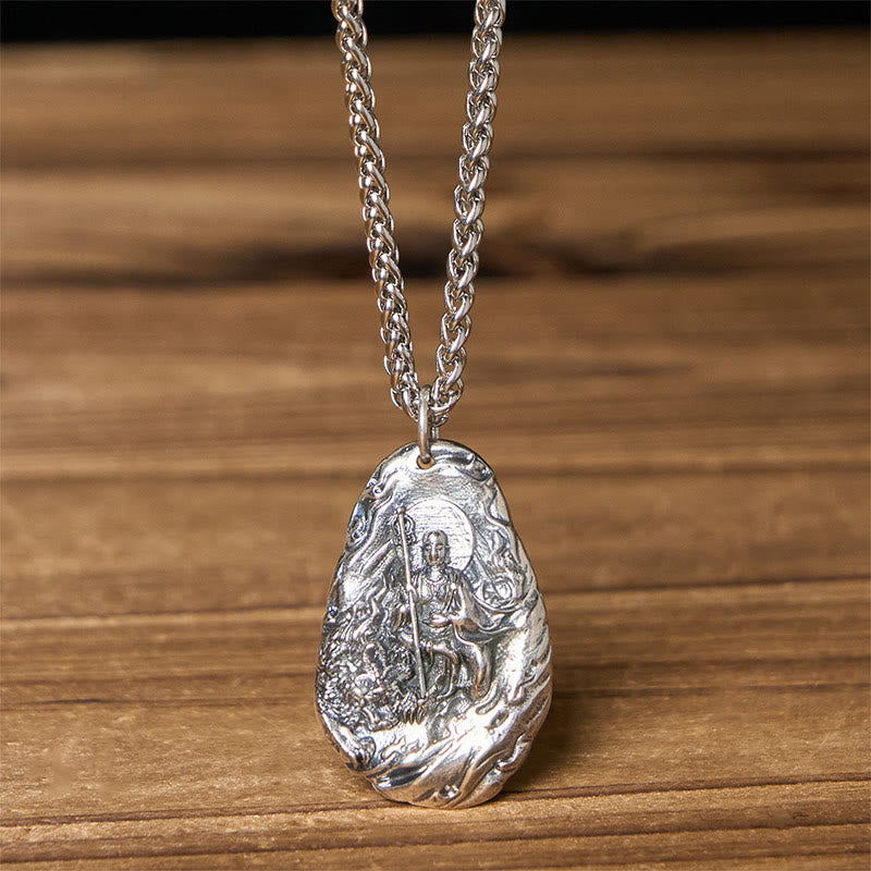 Copper Kṣitigarbha Dizang Bodhisattva Compassion Pendant Necklace