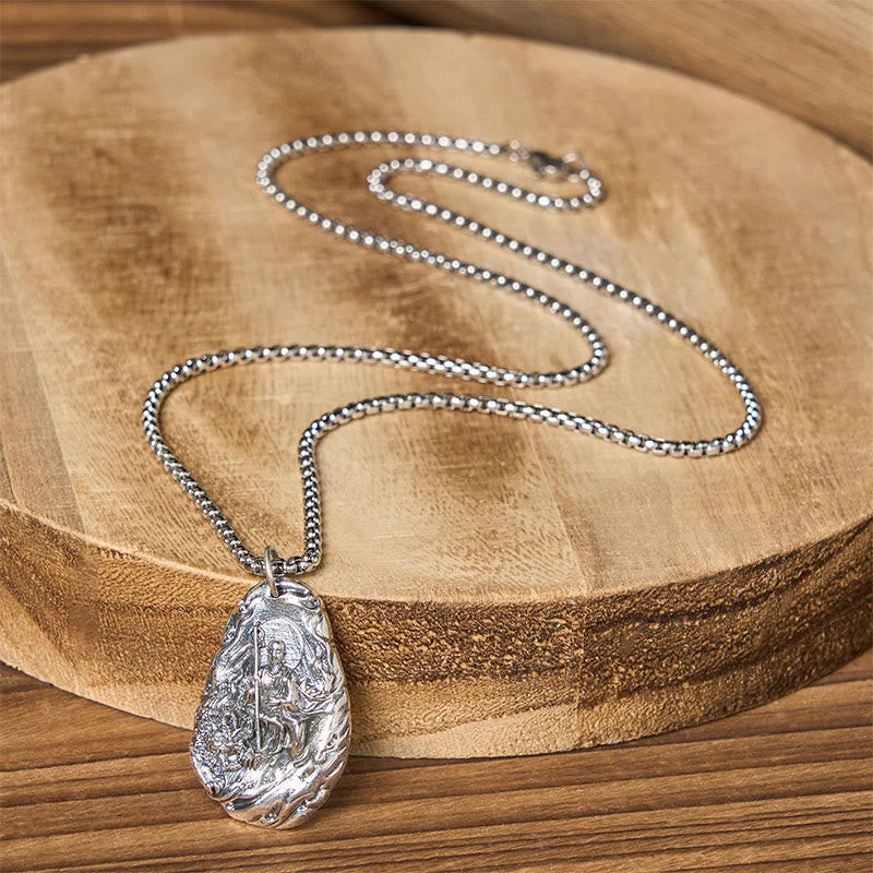 Copper Kṣitigarbha Dizang Bodhisattva Compassion Pendant Necklace