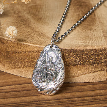 Copper Kṣitigarbha Dizang Bodhisattva Compassion Pendant Necklace