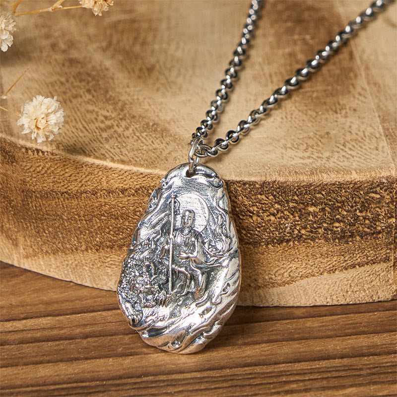 Copper Kṣitigarbha Dizang Bodhisattva Compassion Pendant Necklace