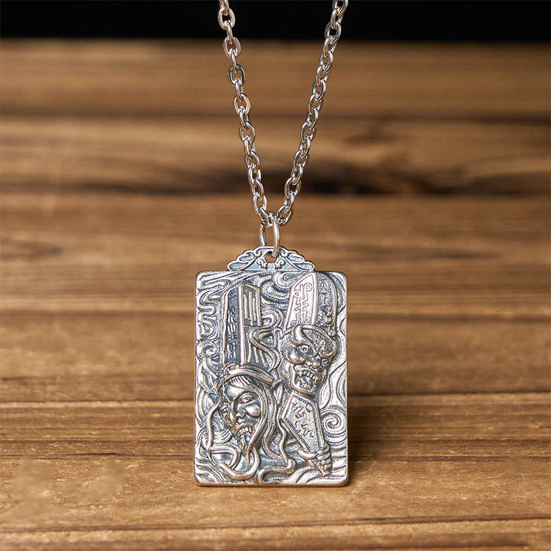 Copper Black White Impermanence Pattern Balance Pendant Necklace