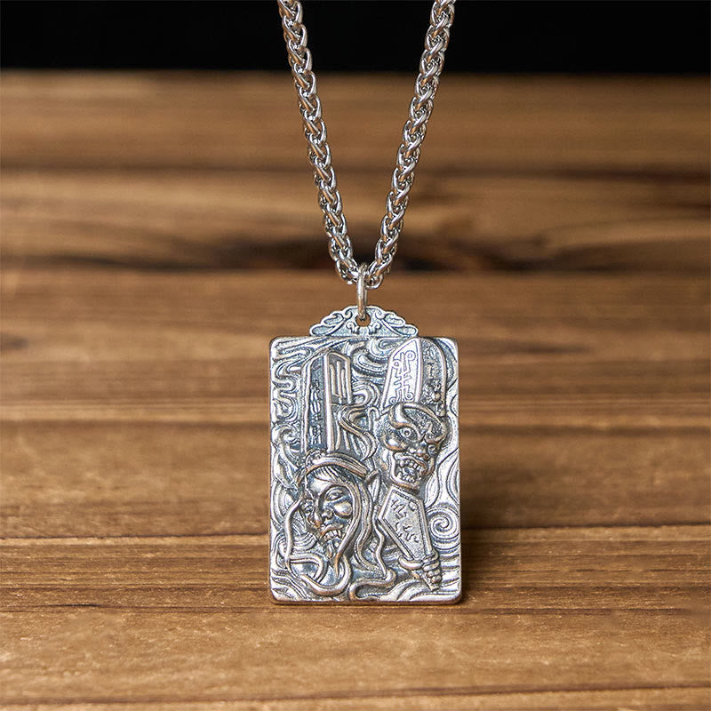 Copper Black White Impermanence Pattern Balance Pendant Necklace